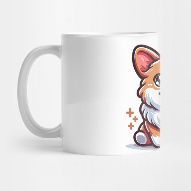 "Adorable Sitting Corgi" - Playful Cartoon Dog Design by WEARWORLD